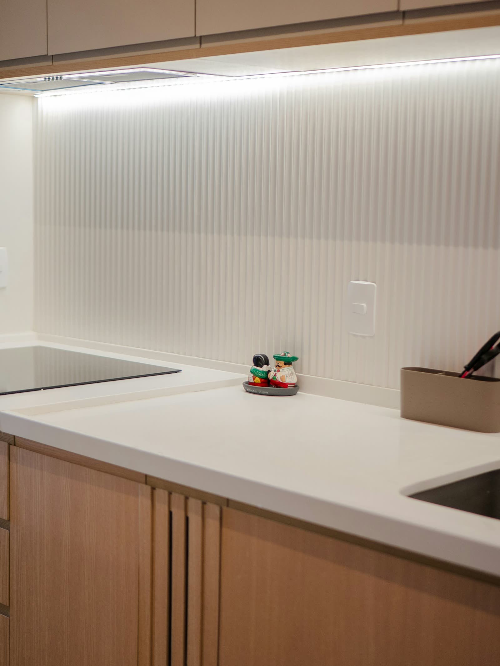 Cozinha moderna, com bancadas e superfícies limpas